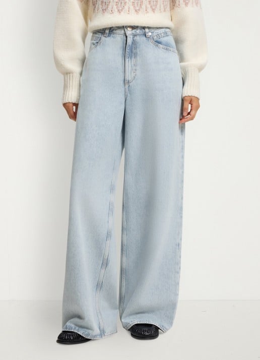 BOSS Mid waist straight leg jeans met lichte wassing