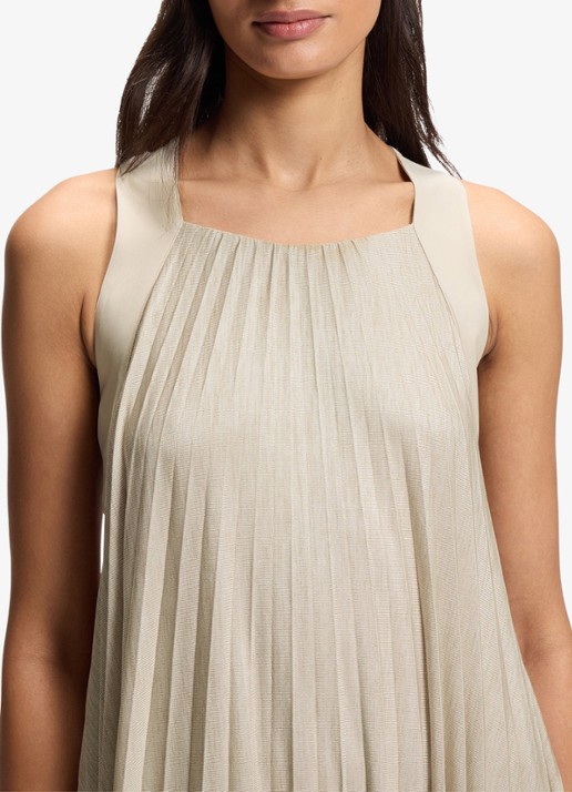 BOSS Midi halterjurk met plissé - detail 4 light beige-275 / beige