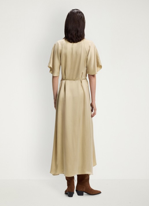 BOSS Midi jurk met ceintuur - achterkant 3 rust/copper-222 / beige