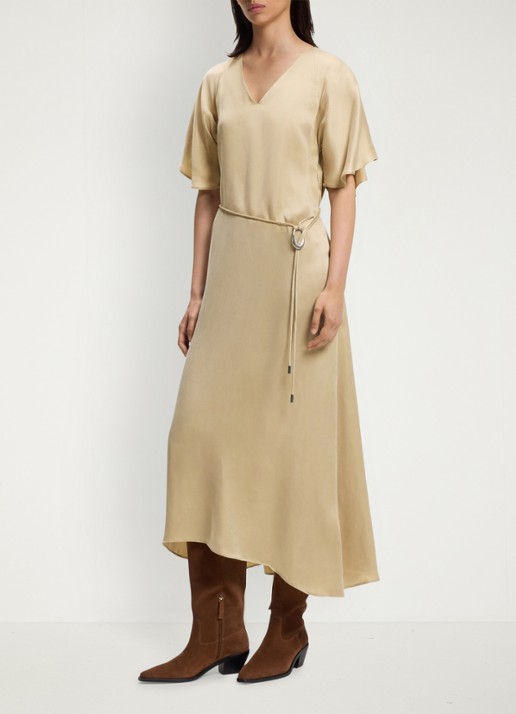 BOSS Midi jurk met ceintuur - detail 5 rust/copper-222 / beige