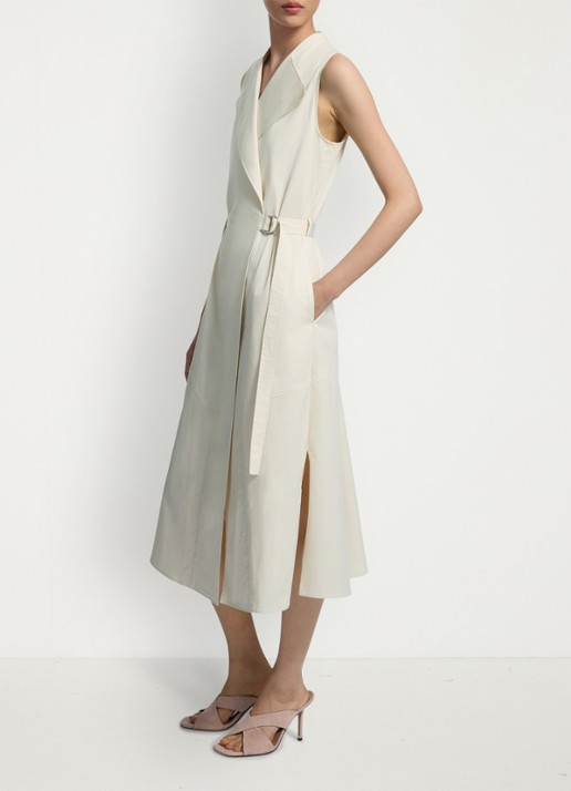 BOSS Midi jurk met ceintuur - detail 3 wit