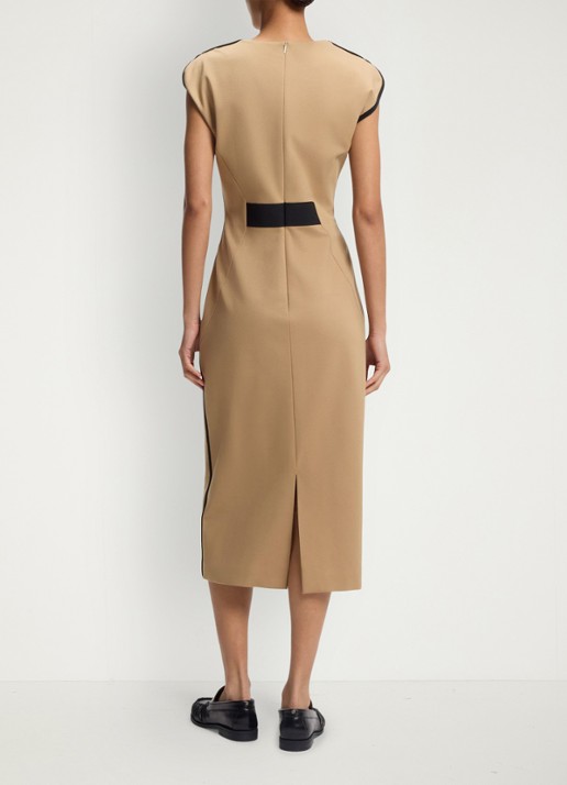 BOSS Midi jurk met split - achterkant 3 beige