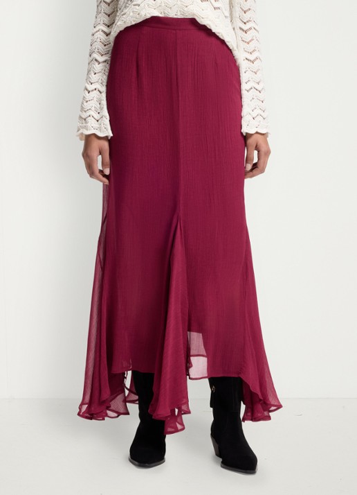 BOSS Midi rok met asymmetrische zoom - detail 2 kersenrood