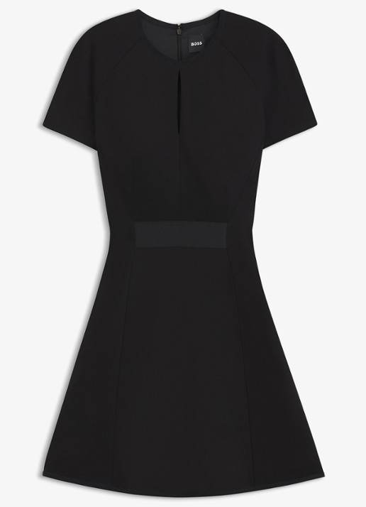BOSS Mini jurk met ronde hals - voorkant 2 zwart