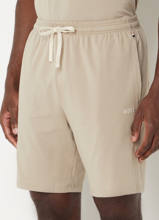 BOSS Mix&Match loose fit korte broek van sweatstof met steekzakken - detail 4 dark beige-255 / beige