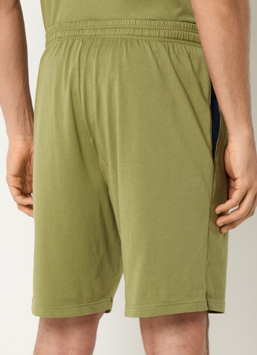 BOSS Mix&Match loose fit korte broek van sweatstof met steekzakken - achterkant medium green-311 / groen