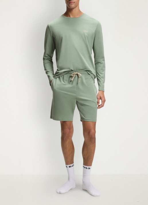 BOSS Mix&Match loose fit korte broek van sweatstof met steekzakken - voorkant 5 light/pastel green-330 / groen