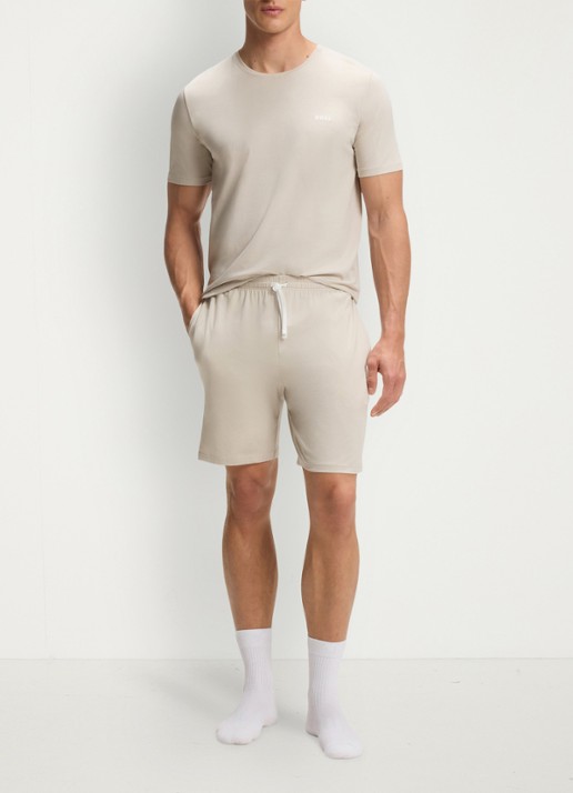 BOSS Mix&Match loose fit korte broek van sweatstof met steekzakken - voorkant 3 open grey-075 / grijs
