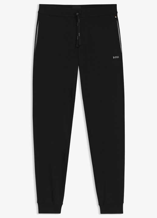 BOSS Mix&Match loungebroek met logoborduring - voorkant zwart