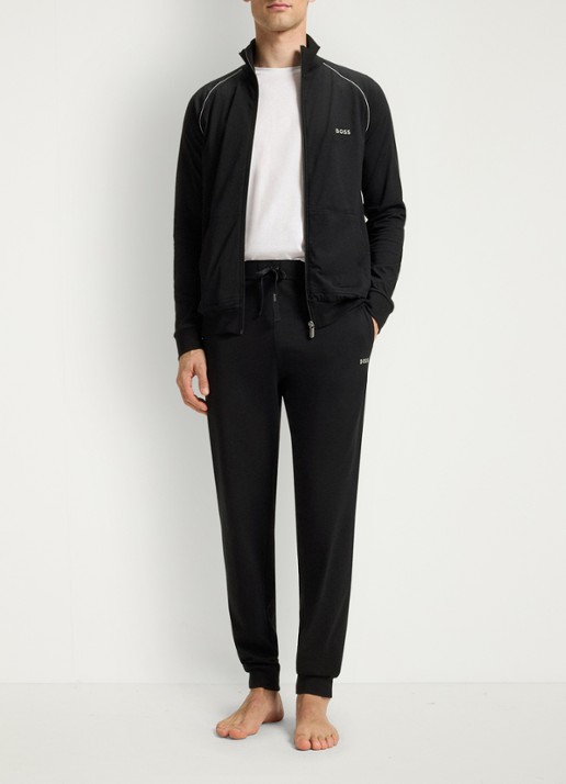 BOSS Mix&Match loungebroek met logoborduring - voorkant 2 zwart
