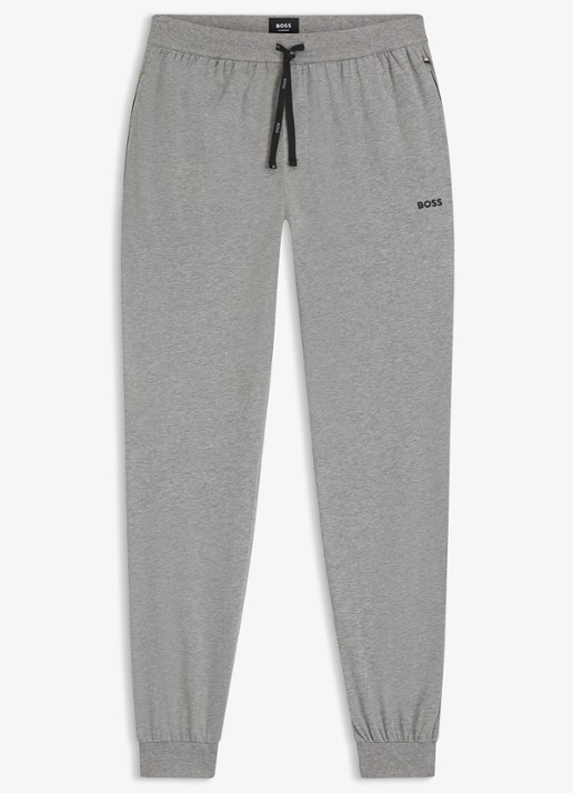 BOSS Mix&Match loungebroek met logoborduring - voorkant 4 middengrijs