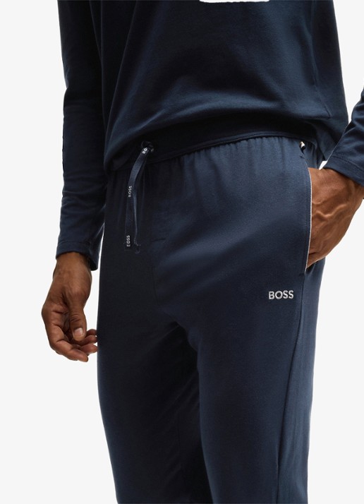 BOSS Mix&Match loungebroek met logoborduring - detail 4 donkerblauw