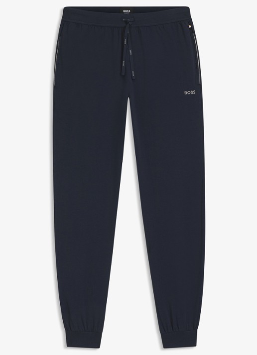 BOSS Mix&Match loungebroek met logoborduring - voorkant donkerblauw