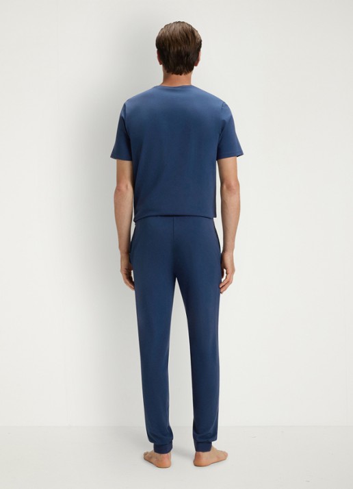 BOSS Mix&Match pyjamabroek met logoborduring en steekzakken - achterkant 3 petrol