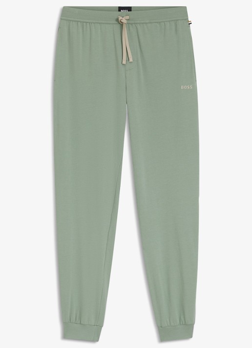 BOSS Mix&Match pyjamabroek met logoborduring en steekzakken - voorkant 3 lichtgroen