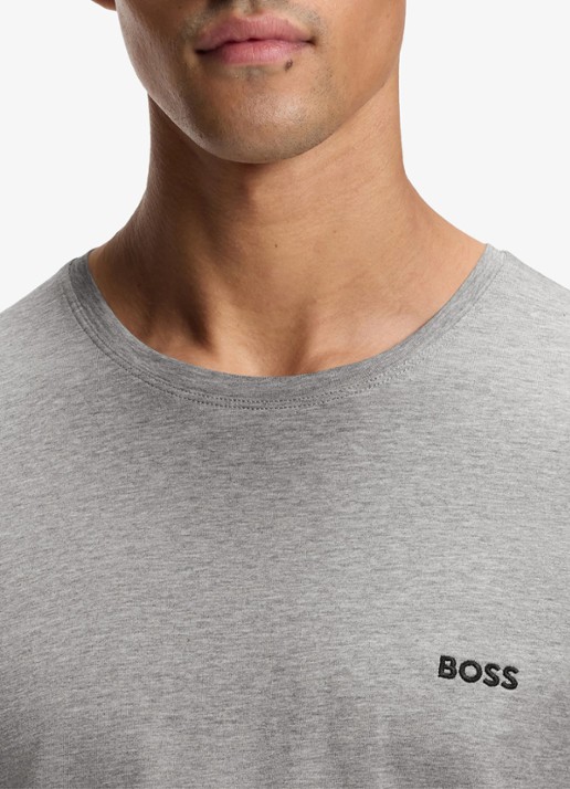 BOSS Mix&Match pyjamatop met logoborduring - detail 3 middengrijs