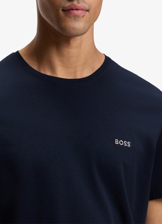 BOSS Mix&Match pyjamatop met logoborduring - detail 4 donkerblauw
