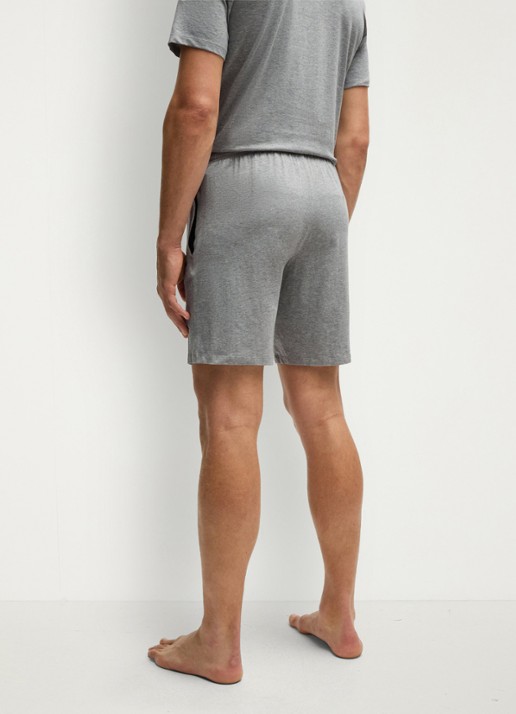 BOSS Mix&Match straight fit korte loungebroek met logo - achterkant grijsmele