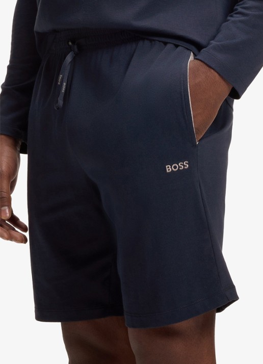 BOSS Mix&Match straight fit korte loungebroek met logo - detail 3 donkerblauw