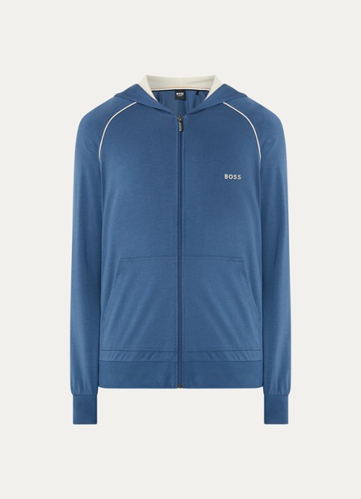 BOSS Mix&Match sweatvest met logoborduring en steekzakken - voorkant medium blue-425 / blauw