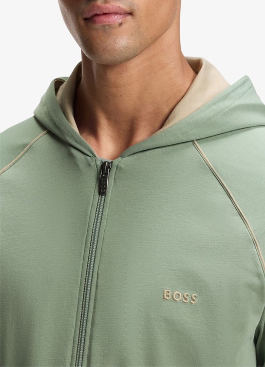 BOSS Mix&Match sweatvest met logoborduring en steekzakken - detail 4 light /pastel green-330 / groen