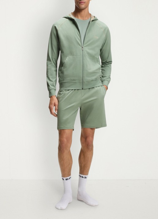 BOSS Mix&Match sweatvest met logoborduring en steekzakken - voorkant 3 light /pastel green-330 / groen