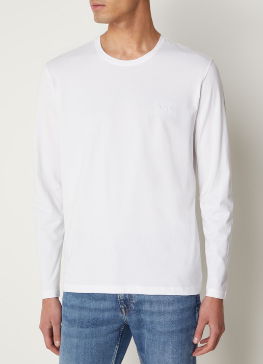 BOSS Mix&Match T-shirt met logoborduring - detail wit