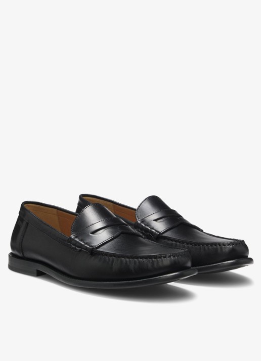 BOSS Mocassin van leer - detail zwart