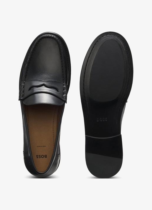 BOSS Mocassin van leer - detail 2 zwart