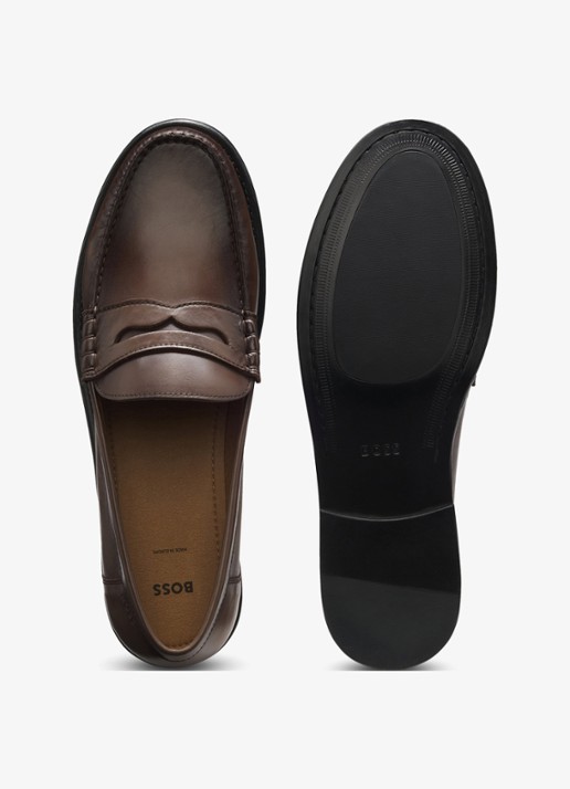 BOSS Mocassin van leer - detail 5 donkerbruin