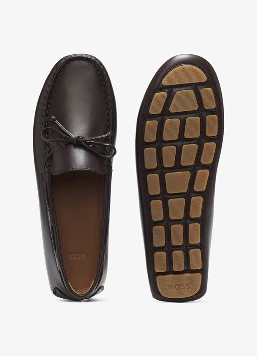 BOSS Mocassin van leer  - detail 4 bruin