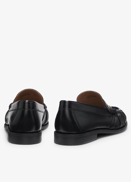 BOSS Mocassin van leer - detail 2 zwart