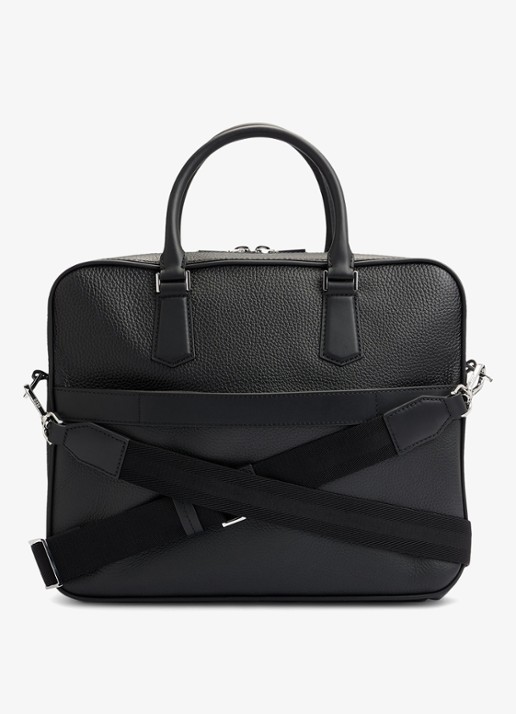 BOSS New Crosstown businesstas van leer met 15 inch laptopvak - achterkant 3 zwart