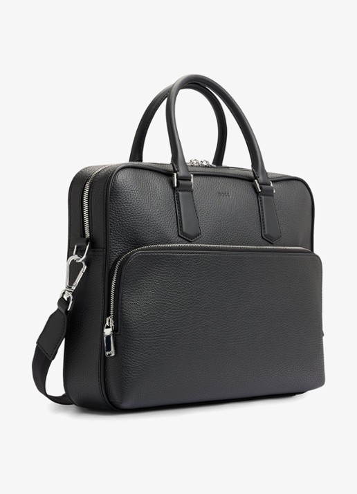 BOSS New Crosstown businesstas van leer met 15 inch laptopvak - detail 5 zwart