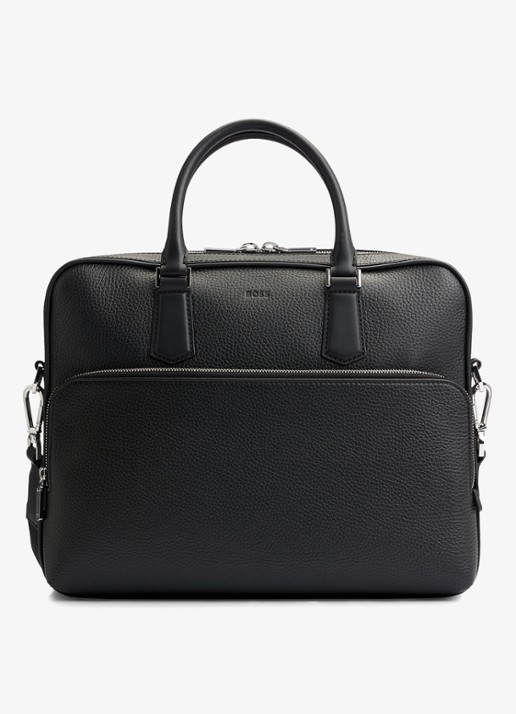 BOSS New Crosstown businesstas van leer met 15 inch laptopvak