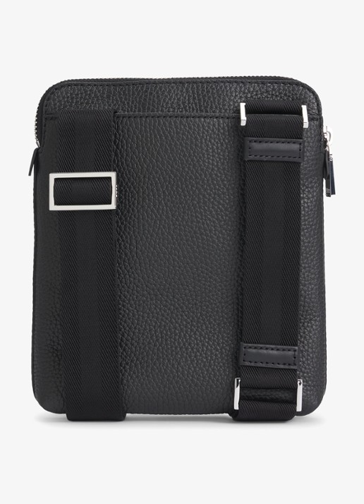 BOSS New Crosstown crossbodytas van leer - achterkant zwart
