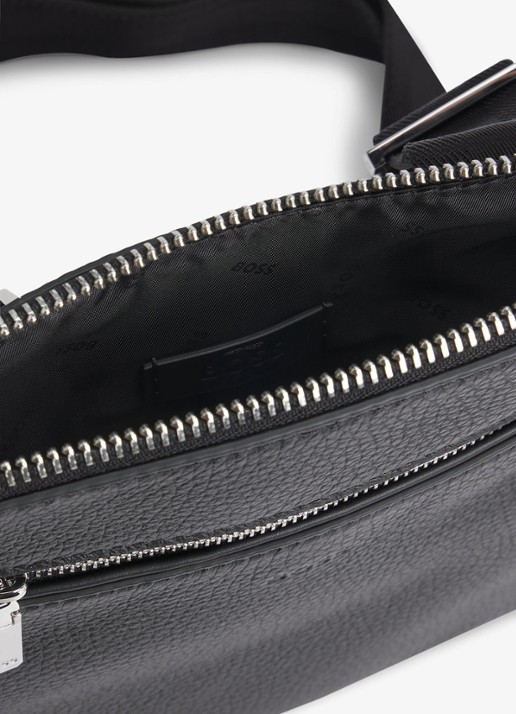 BOSS New Crosstown crossbodytas van leer - detail 2 zwart