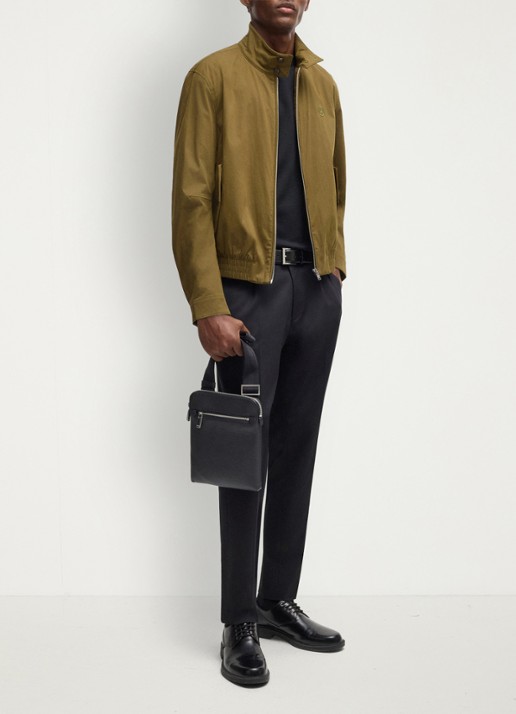 BOSS New Crosstown crossbodytas van leer - detail 4 zwart