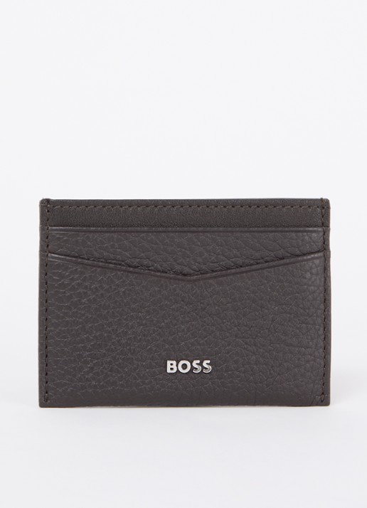 BOSS New Crosstown pasjeshouder van leer - voorkant 2 donkerbruin