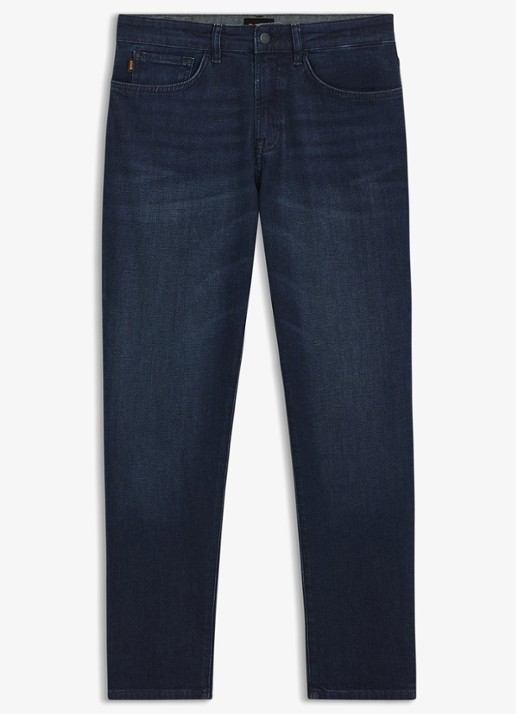 BOSS Onyx tapered jeans met donkere wassing - voorkant 5 indigo