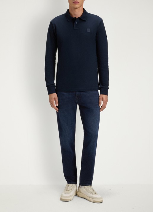 BOSS Onyx tapered jeans met donkere wassing - voorkant 6 indigo
