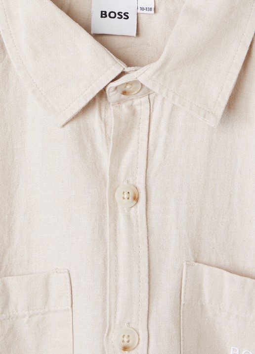 BOSS Overhemd in linnenblend - detail 3 beige