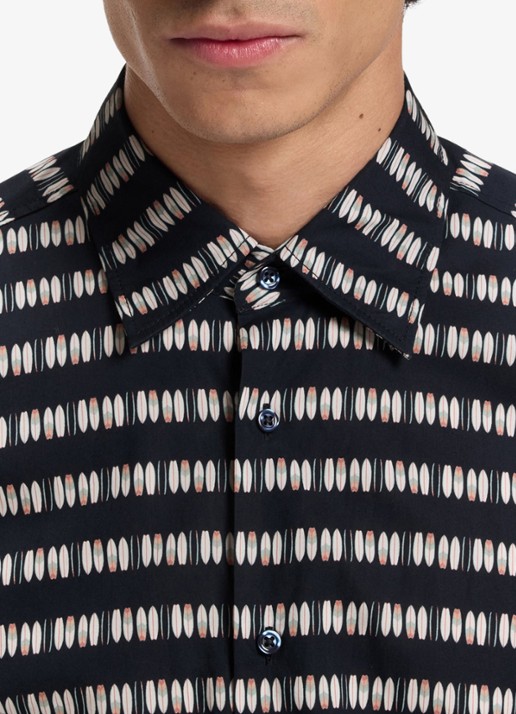 BOSS Overhemd met grafische print - detail 5 dark blue-406 / blauw