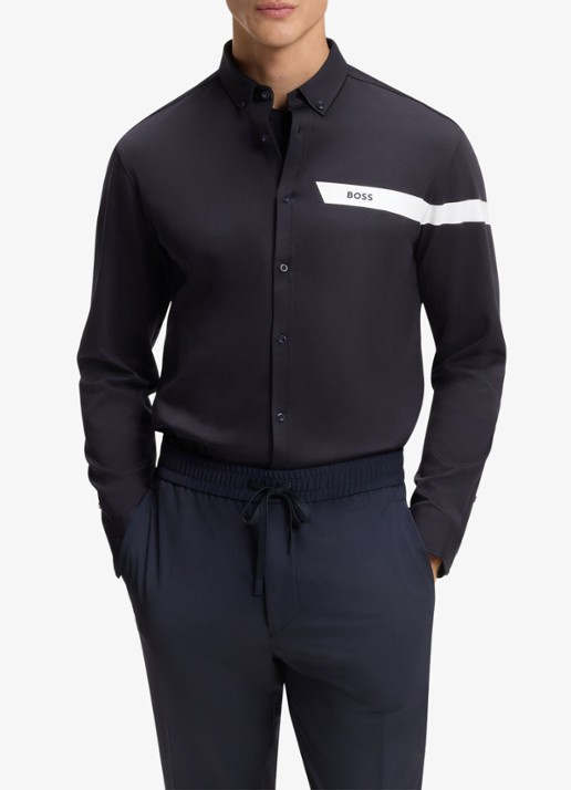 BOSS Overhemd met logo  - detail 4 donkerblauw