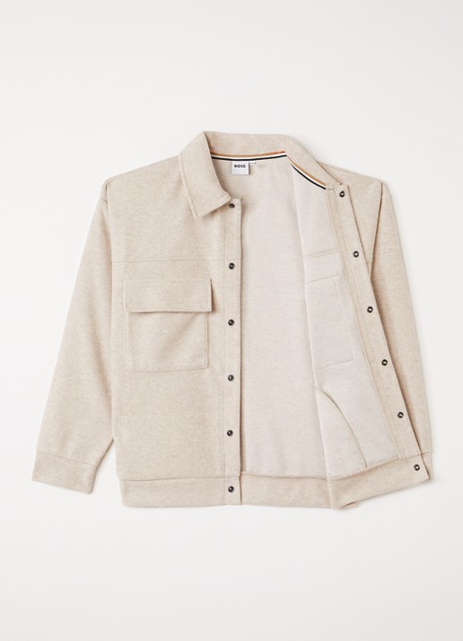 BOSS Overshirt in wolblend  - voorkant 2 beige