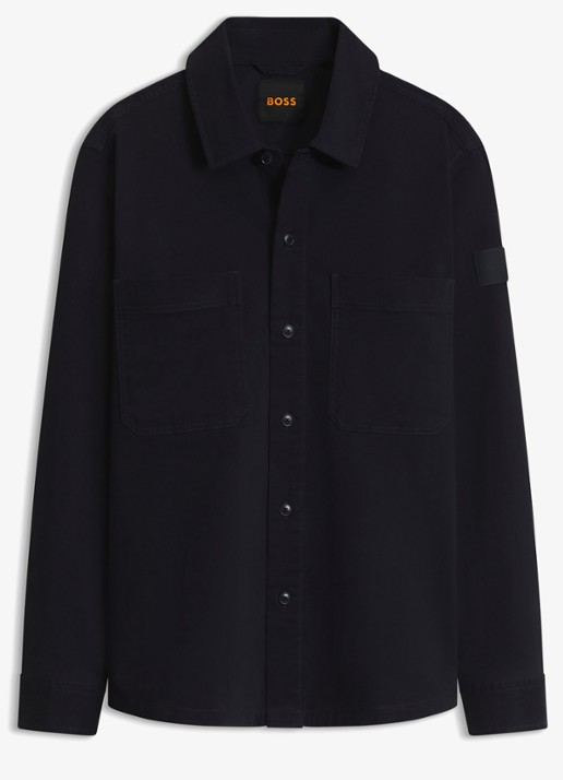 BOSS Overshirt met borstzak en logopatch
