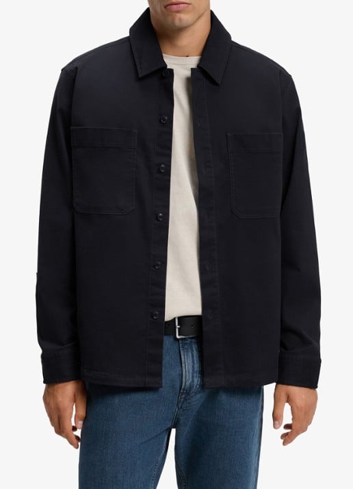 BOSS Overshirt met borstzak en logopatch