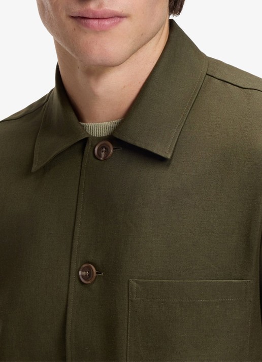 BOSS Overshirt met borstzak - detail 3 khaki