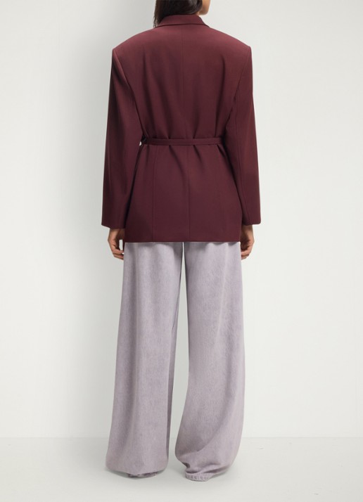 BOSS Oversized-fit blazer met riem - achterkant 3 aubergine