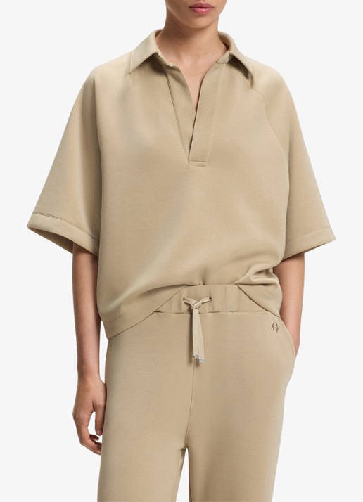 BOSS Oversized fit polo met gemêleerd dessin